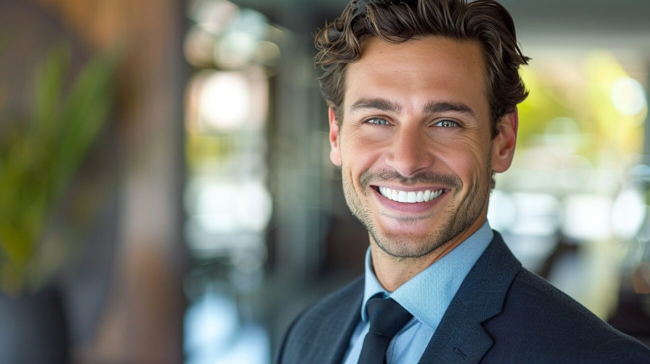 men skincare, happy smile, grooming, alpha male, wide smile, skin benefits, niacinamide