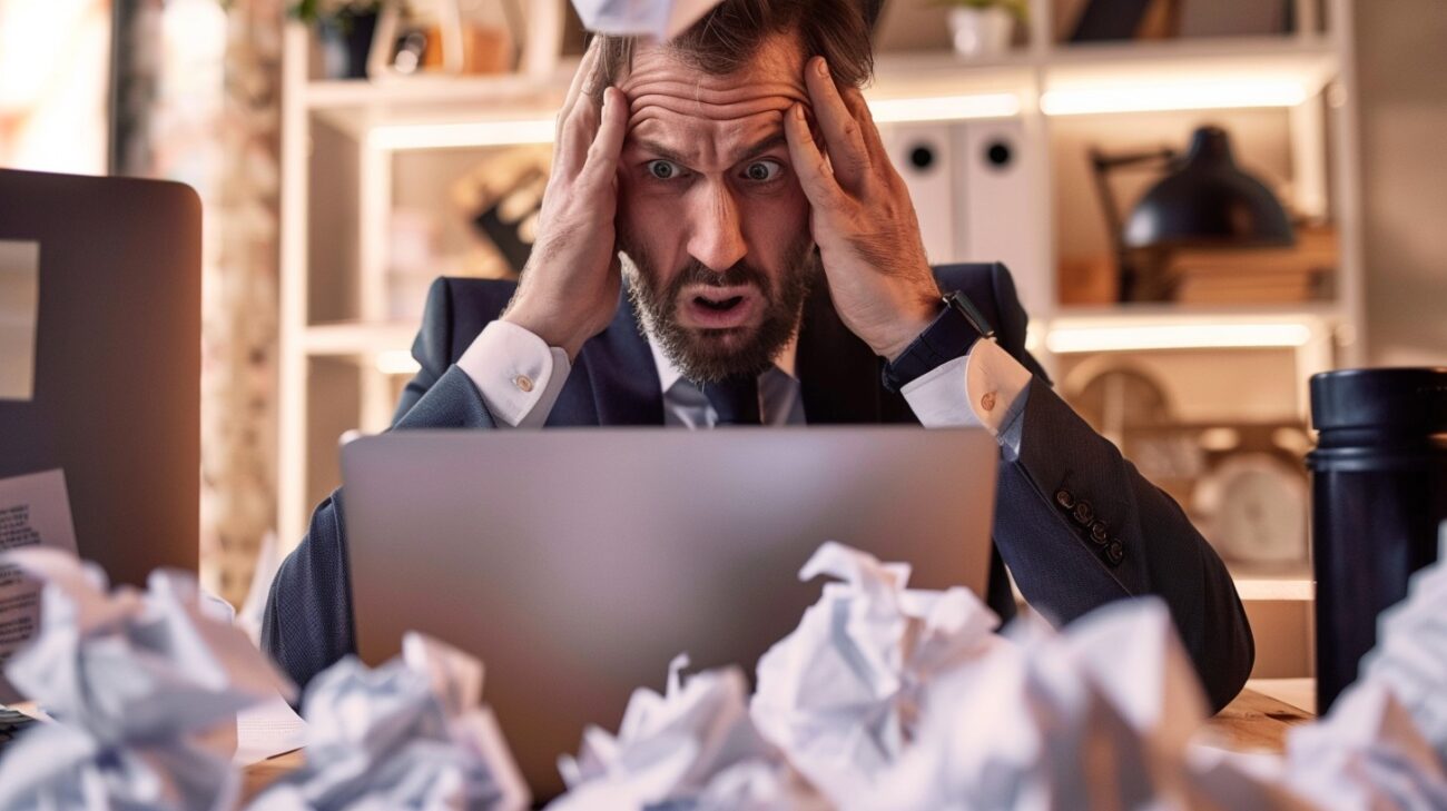 Stressed Office Worker suffering from hair fall and hair loss